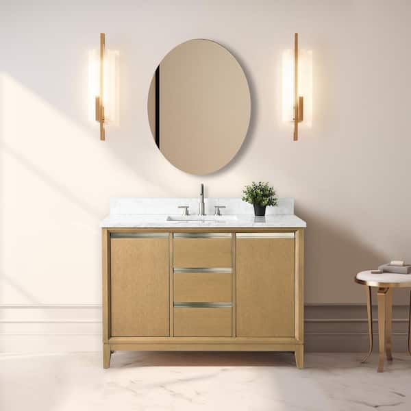 Vanity Art 48 in. W x 22 in. D x 34 in. H Single Sink Bathroom Vanity in Natural Oak with Engineered Marble Top