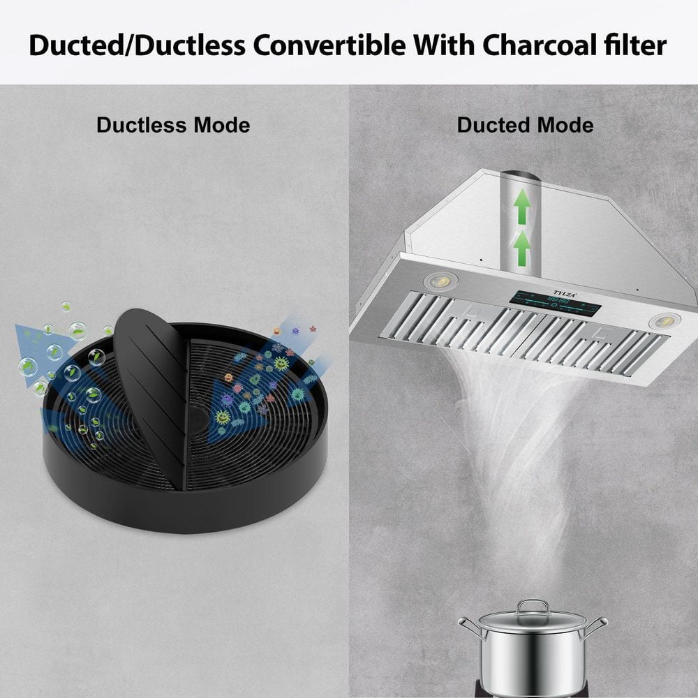 PowerFlow 27" Stainless Steel Convertible Insert Range Hood with Charcoal Filter