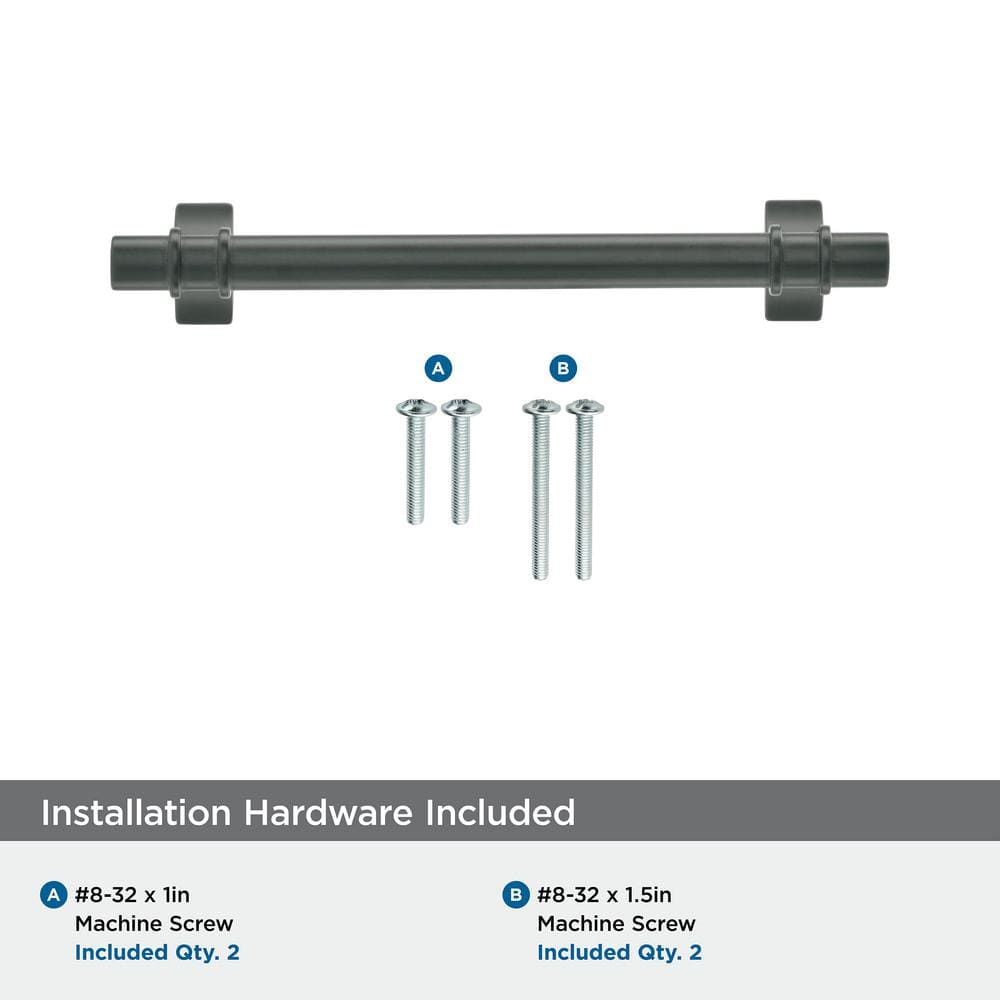 Matte Black Steel Bar Cabinet Pull with Mounting Hardware