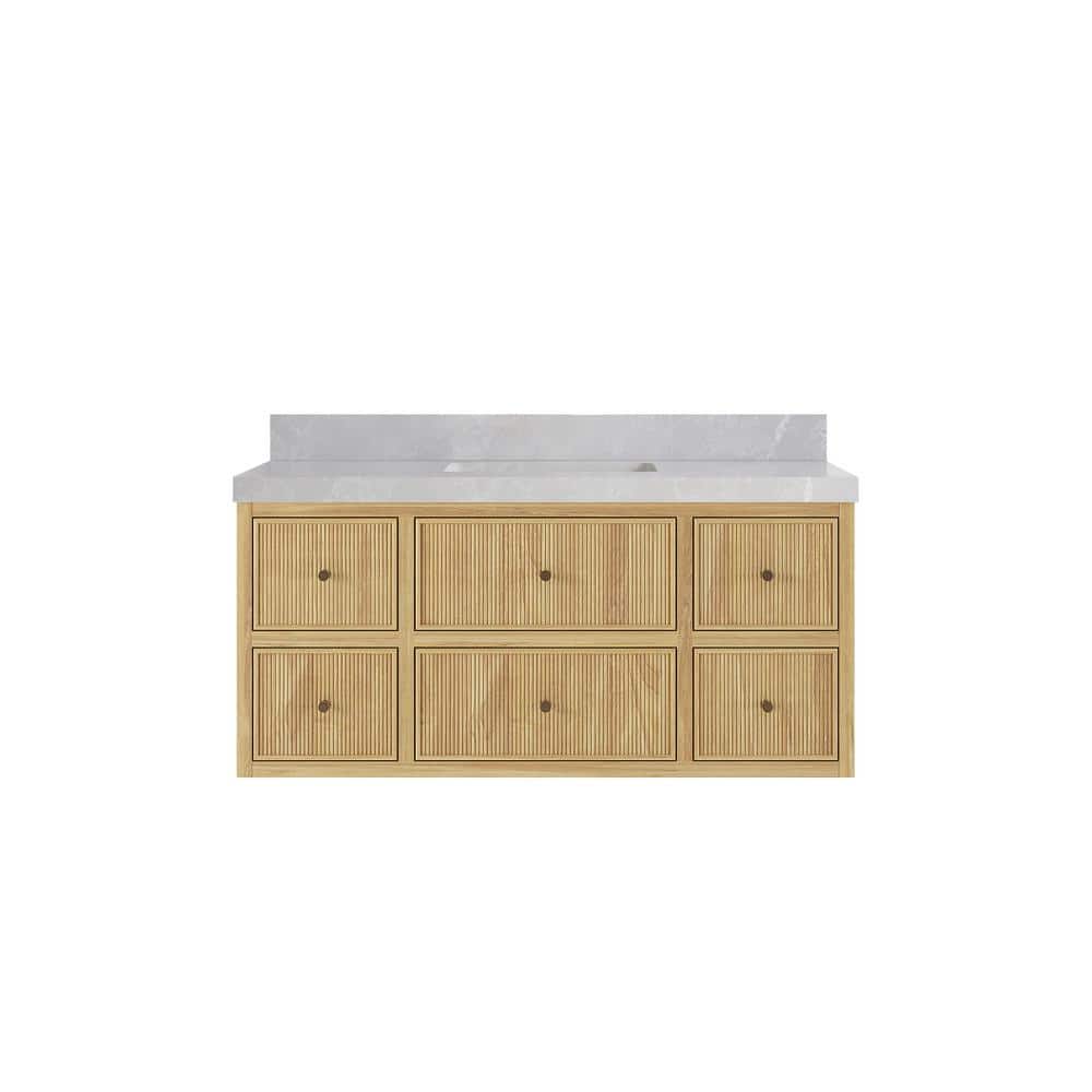 Sonoma Floating 48 in. H Single Sink Freestanding Light Natural Bath Vanity with Pearl Gray Quartz Top Unassembled price history on PriceWatchPro