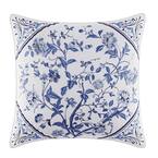 Charlotte Blue Multicolored Floral Cotton Blend 16 in. x 16 in. Throw Pillow