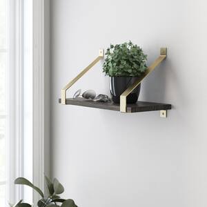 8.19 in. Painted Brushed Brass Steel Rustic Decorative Shelf Bracket (2-Pack)