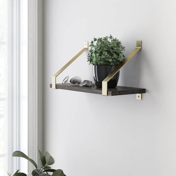 2-Pack 8.3 in x 10.3 in. Rustic Satin Gold Shelf Bracket