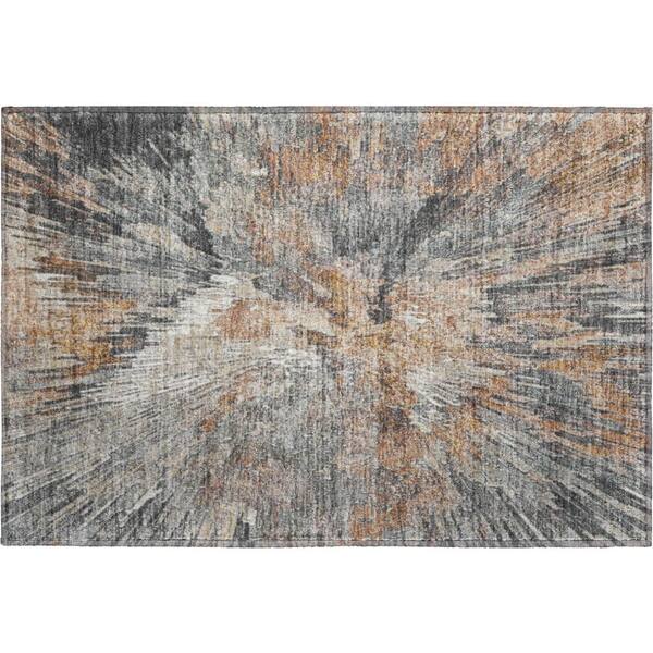Mayfield Premium Machine Washable Abstract AMF2283 Copper 2 ft. x 3 ft. Accent Rug