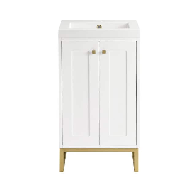 Chianti 19.8 in. W x 15.38 in. D x 35.5 in. H Single Bath Vanity in Glossy White with White Glossy Composite Stone Top