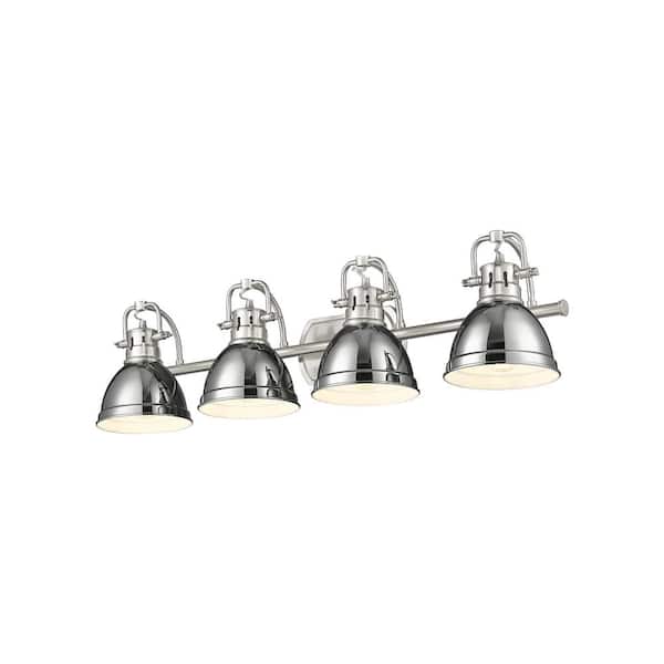 Golden Lighting - Duncan 8.25 in. 4-Light Pewter Vanity Light with Silver Shade