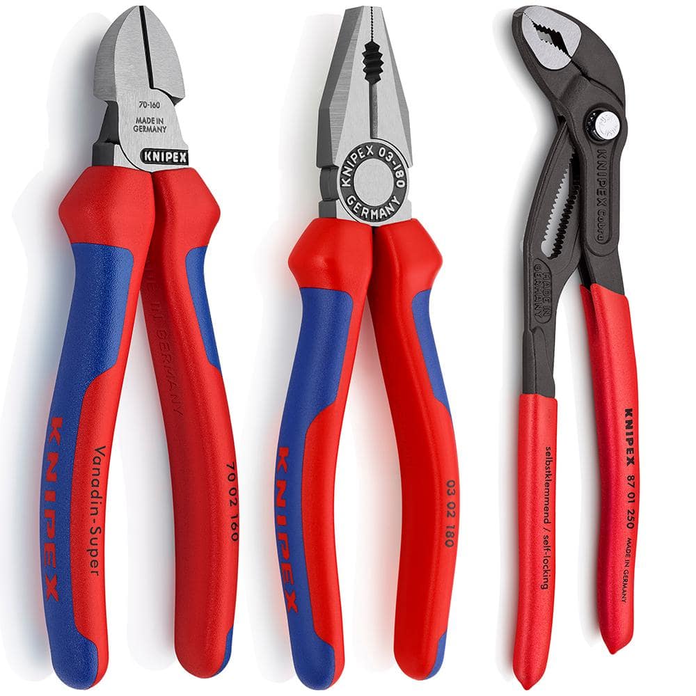 KNIPEX Pliers Set with Combination Diagonal and Cobra Pliers (3-Piece ...