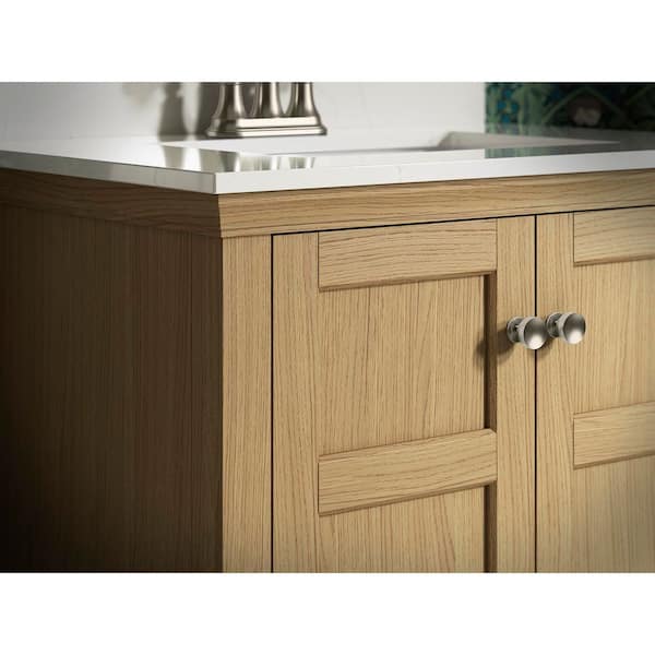 Baskin 30 in. Single Sink Light Oak Bath Vanity with Bianco Bella Quartz Top