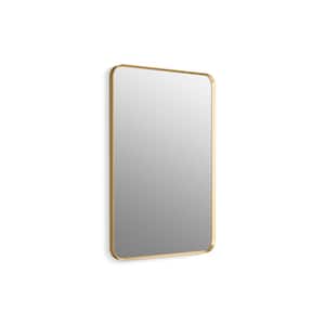 Essential 24 in. W x 36 in. H Rectangular Framed Wall Mount Bathroom Vanity Mirror in Moderne Brushed Gold