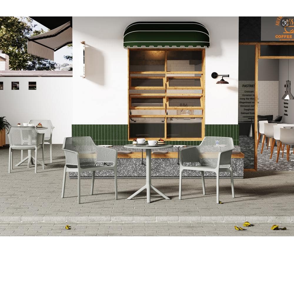 3-Piece Plastic Outdoor Bistro Set in Light Grey