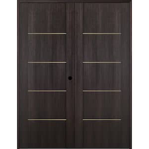 Vona 01 4H Gold 56 in. x 80 in. Left Hand Active Veralinga Oak Wood Composite Double Prehung Interior Door