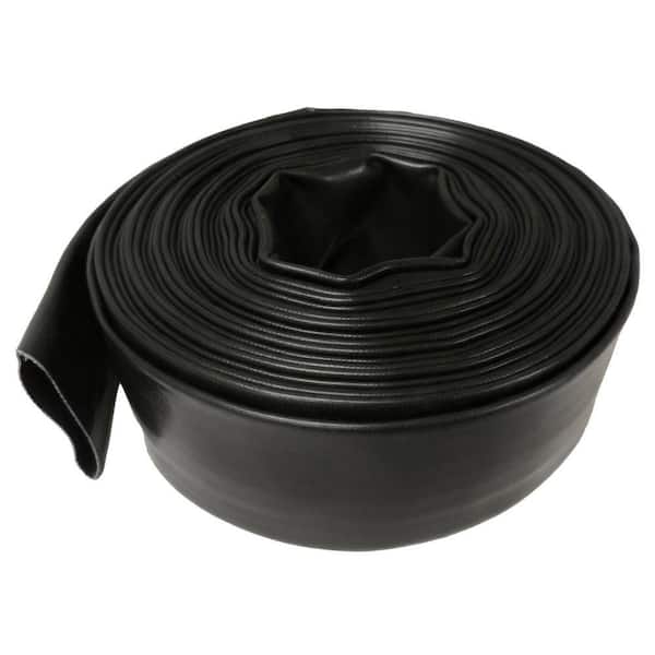 2 in. x 300 ft. Heavy Duty 6 Bar Black Lay Flat Flexible PVC Discharge and Backwash Hose
