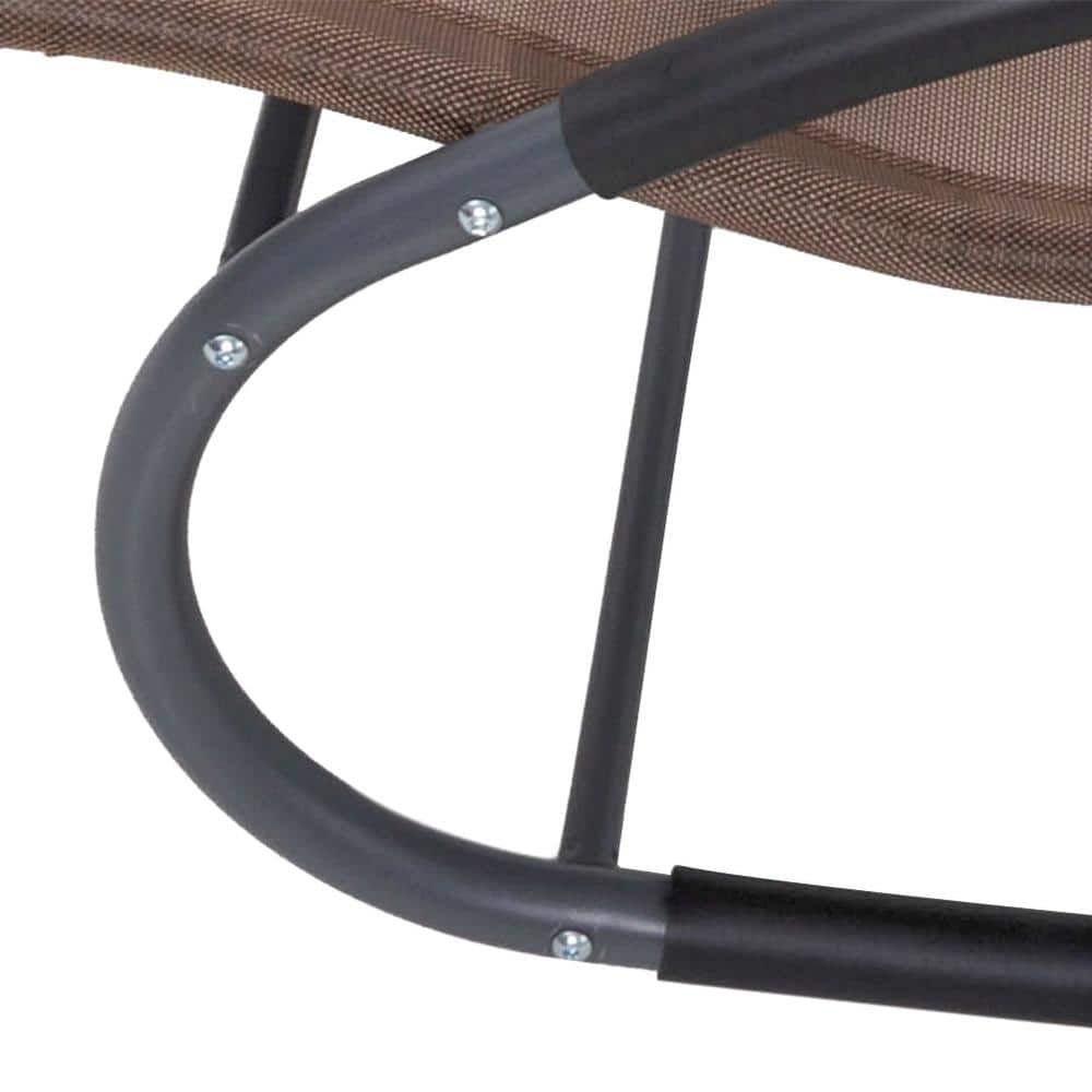 Curved Rocker Chaise Lounge with Cushioned Arms in Brown