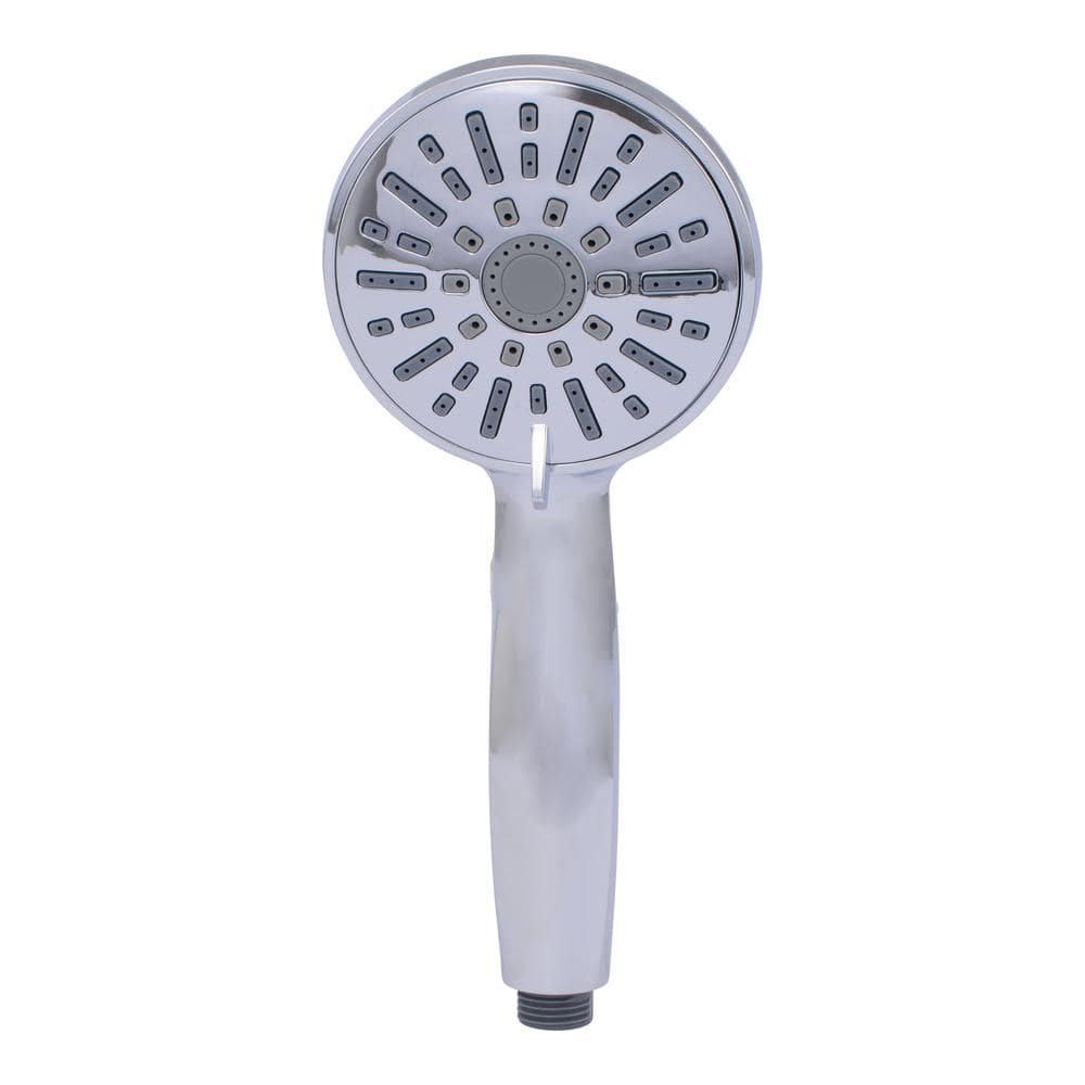 Polished Chrome 5-Spray Handheld Showerhead with Stainless Steel Hose