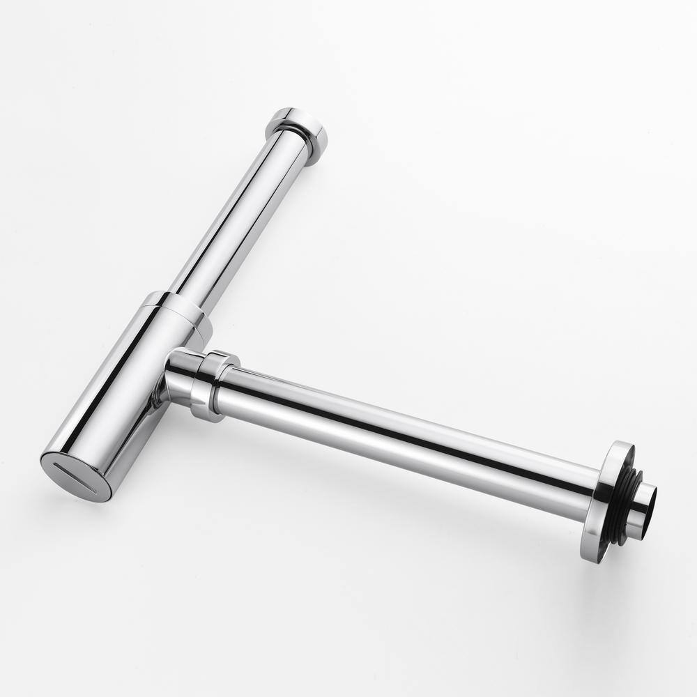 Chrome 14 in. Brass Round Bottle Trap with Stainless Steel Extension