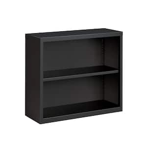 30  in. Tall Charcoal Metal 2-Shelf Standard Bookcase with Adjustable Shelves