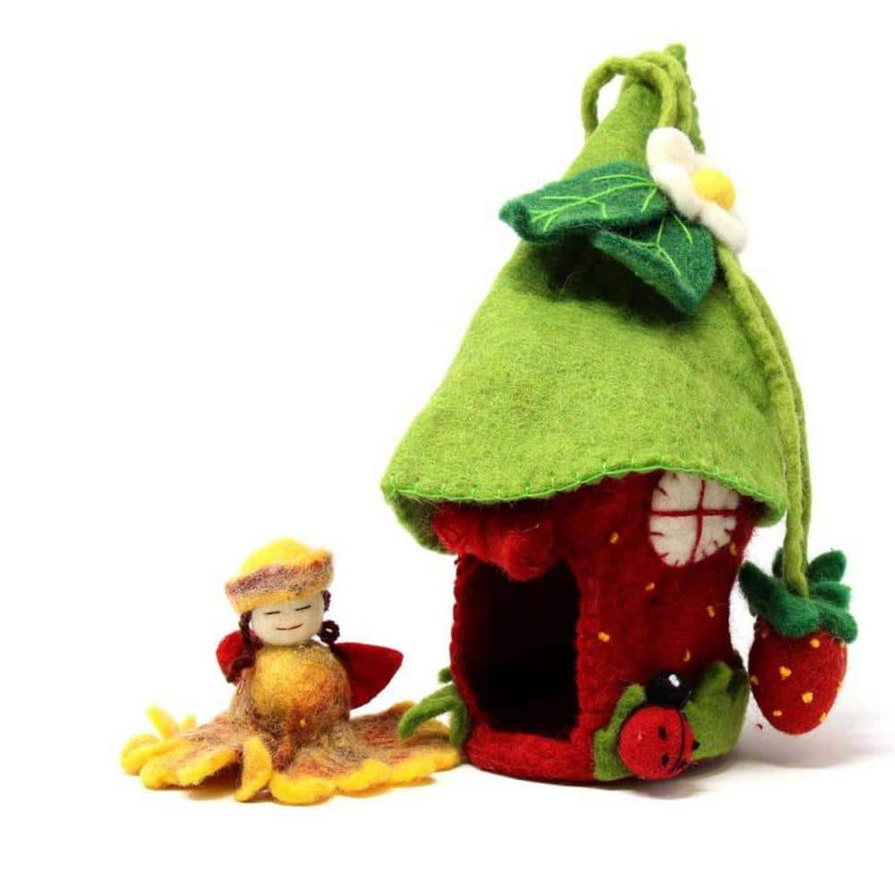 Strawberry Fairy House with Fairy