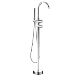 2-Handle Drip-Free Claw Foot Tub Faucet with 360-Degree Rotation in Polish Chrome