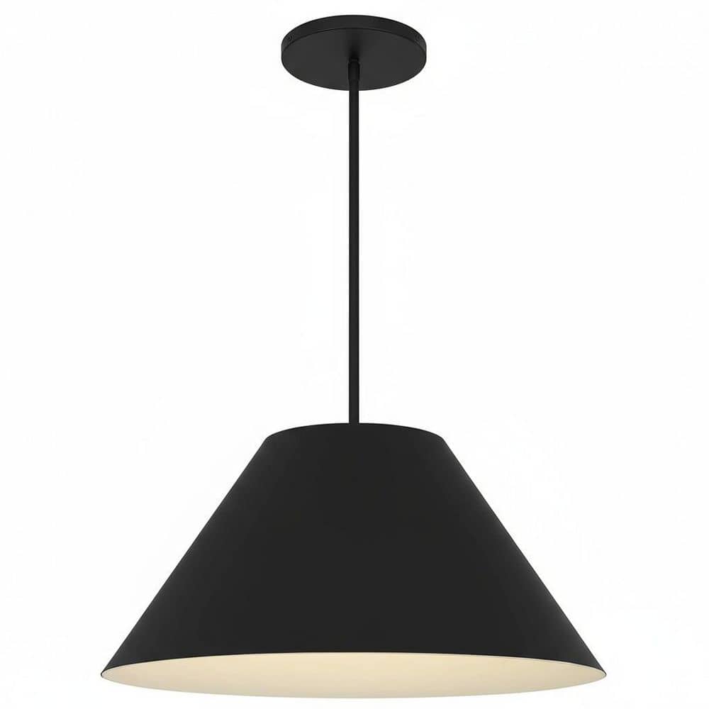 22 in. 1-Light Matte Black Integrated LED Pendant Light with Straight Tapered Cone Shade for Kitchen Island price history on PriceWatchPro