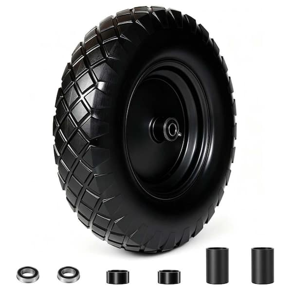 16 in. Solid Rubber Tires,4.80/4.00-8 Tire Flat Free with 5/8" & 3/4" Bearings,3" Hub for Hand Trucks and Utility Cart