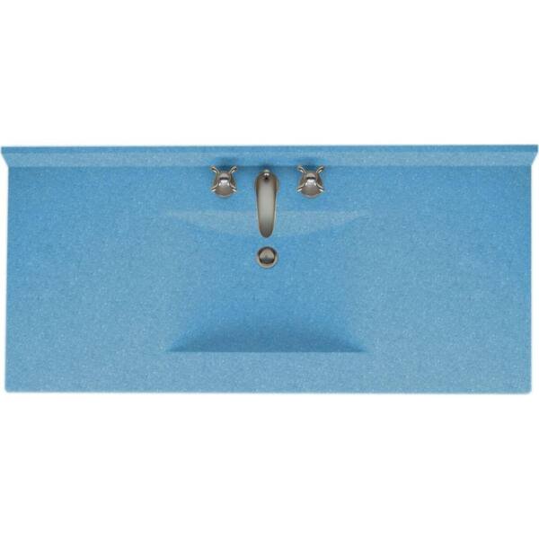 Swanstone Contour 43 in. Solid Surface Vanity Top with Basin in Tahiti Blue-DISCONTINUED
