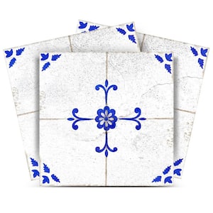 Steel Blue and White R95 4 in. x 4 in. Vinyl Peel and Stick Tile (24 Tiles, 2.67 sq. ft./Pack)