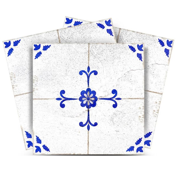 MI ALMA Steel Blue and White R95 7 in. x 7 in. Vinyl Peel and Stick Tile (24 Tiles, 8.17 sq. ft./Pack)