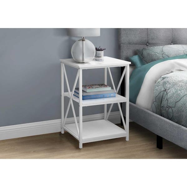HomeRoots 18 in. White Rectangle MDF End Table