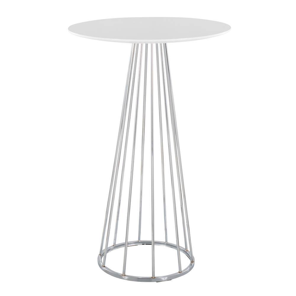 Lumisource Canary 42 in. White Wood and Chrome Metal Bar Table T40