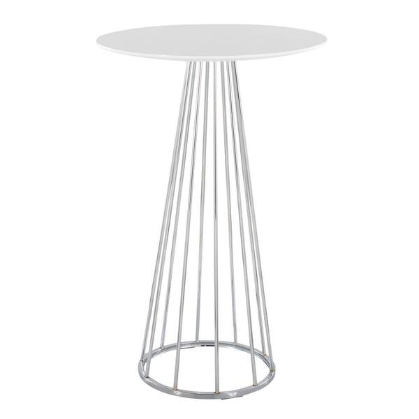 Lumisource Canary 42 in. White Wood and Chrome Metal Bar Table T40 ...