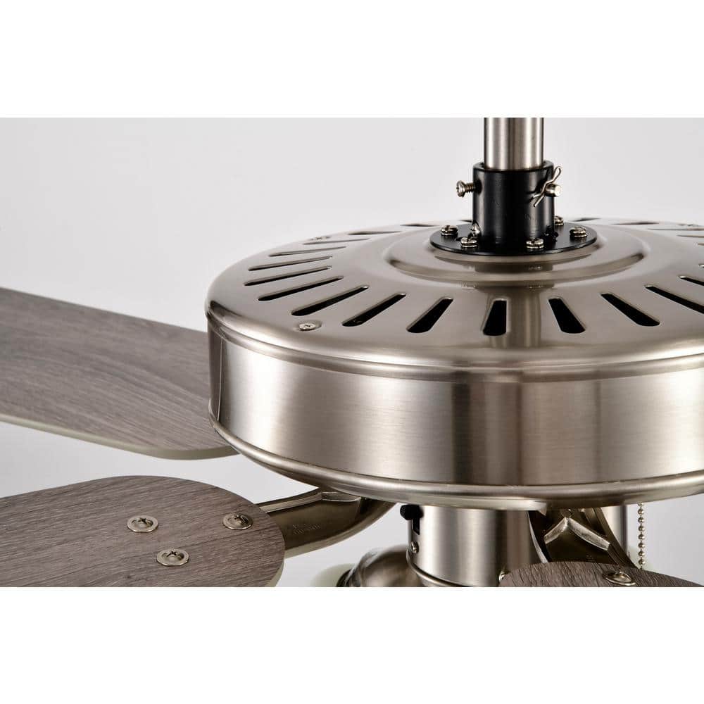 52'' Brushed Nickel Ceiling Fan with Light Kit and Reversible Blades