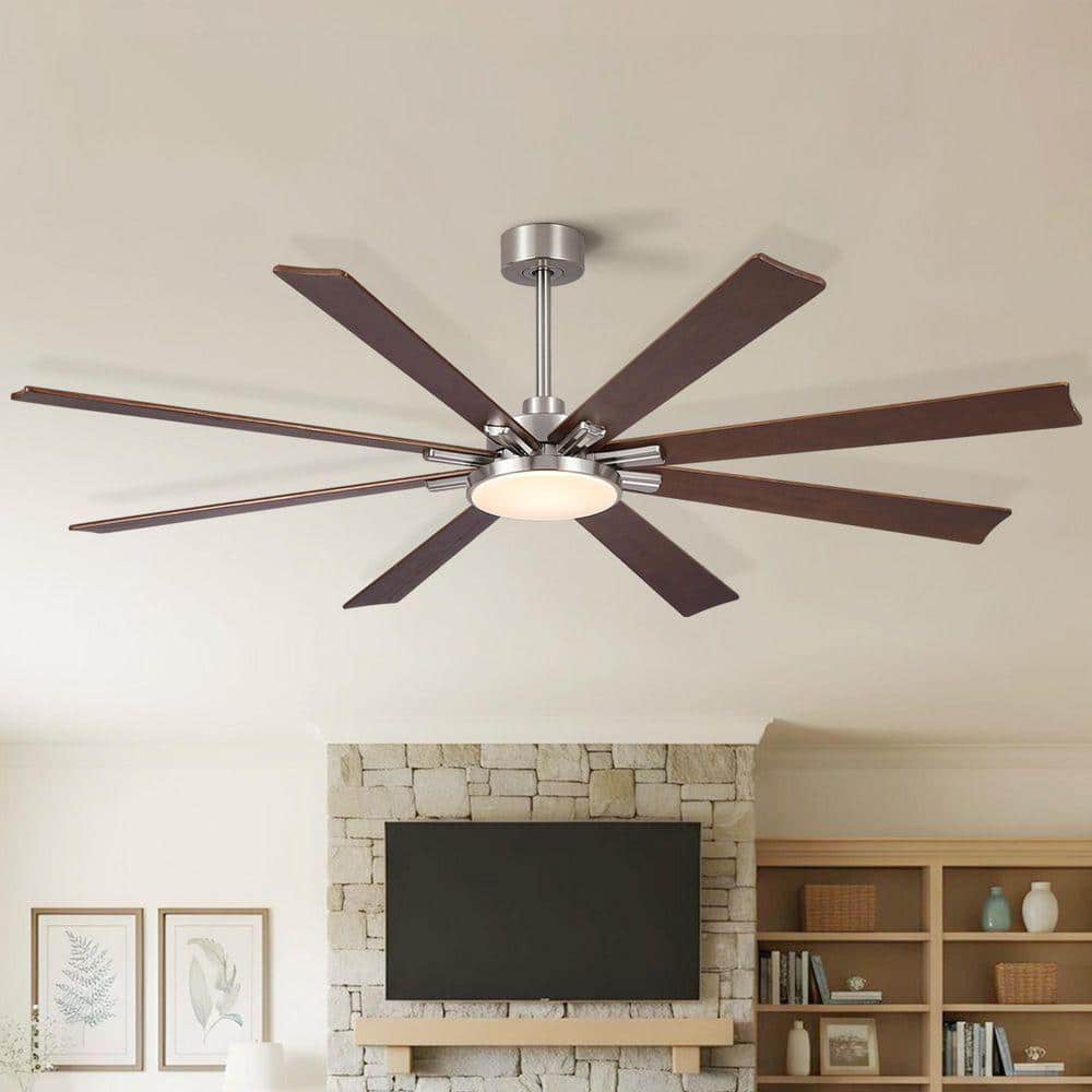 Jushua 72 in. Brown Brushed Nickel Downrod Mount Standard Ceiling