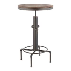Hydra Adjustable Industrial Antique and Brown Bar Table