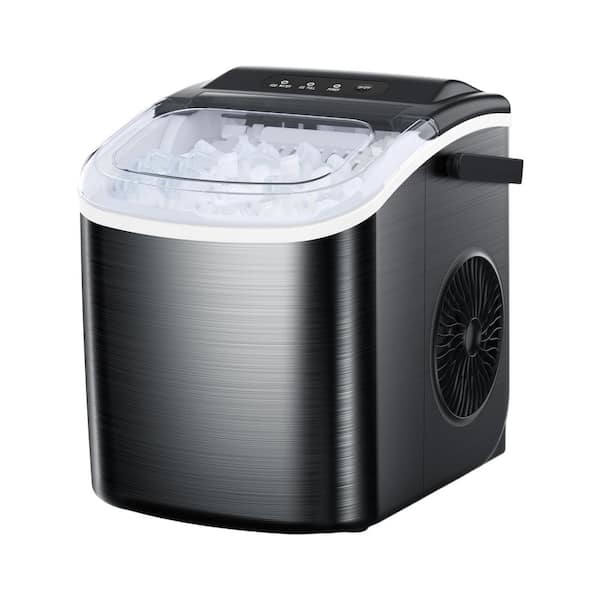 COWSAR 8.66 in. 26 lbs. Countertop or Portable Bullet Ice Maker in Stainless Steel Black