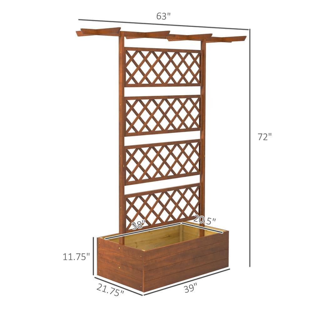 Large Fir Wood Raised Garden Bed with Trellis