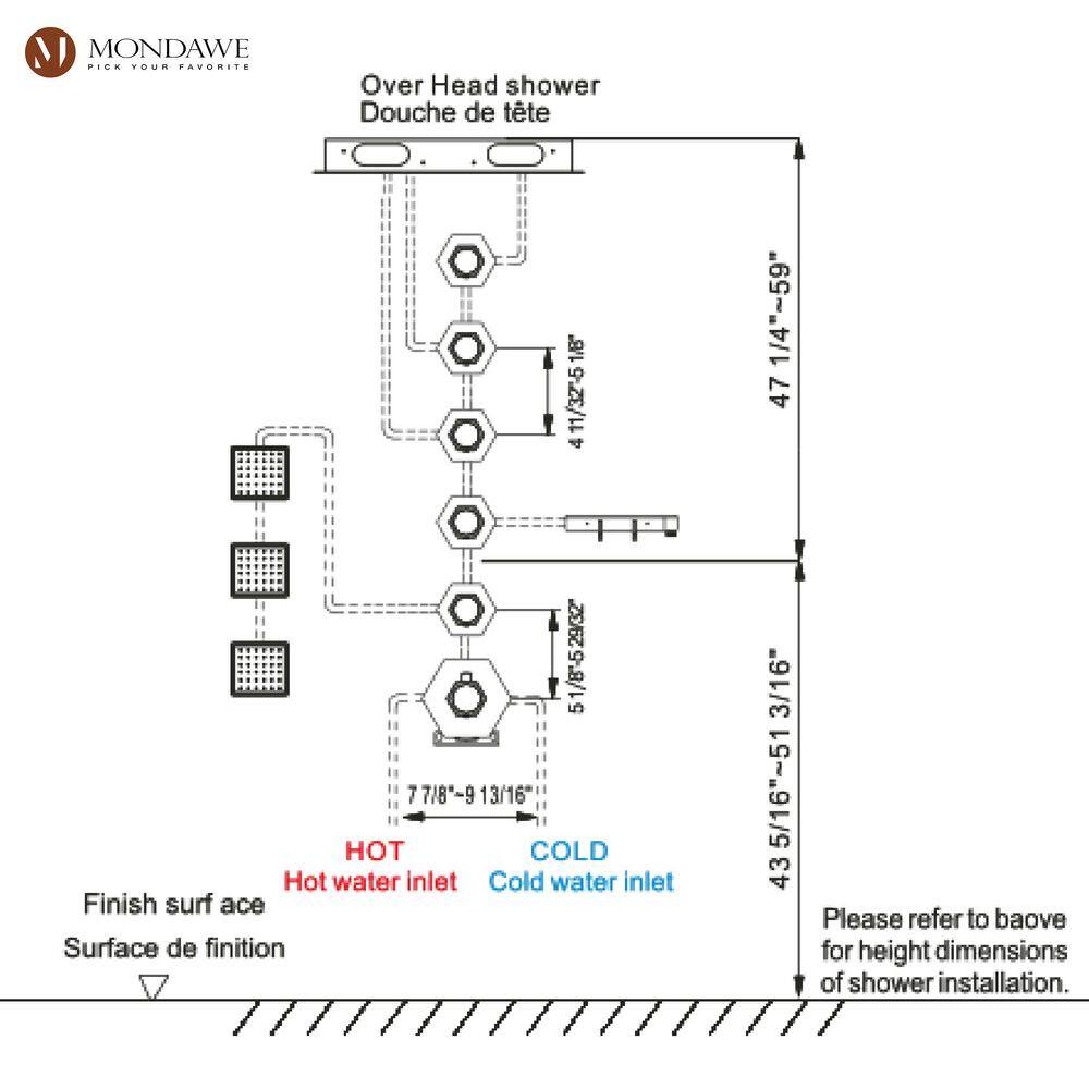 AquaRhapsody Thermostatic All-In-One Kit with Rough in-Valve