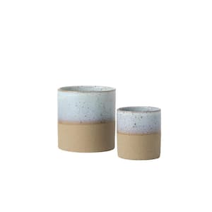 6.25" and 4.5" Multi-Color Ceramic Planter (Set of 2)