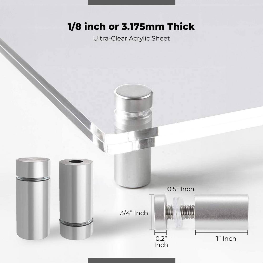 Clear Acrylic Floating Frame with Chrome Wall Mount Standoffs, 34" x 44"