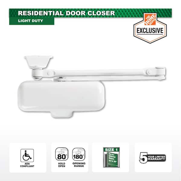 Light-Duty White Residential Door Closer