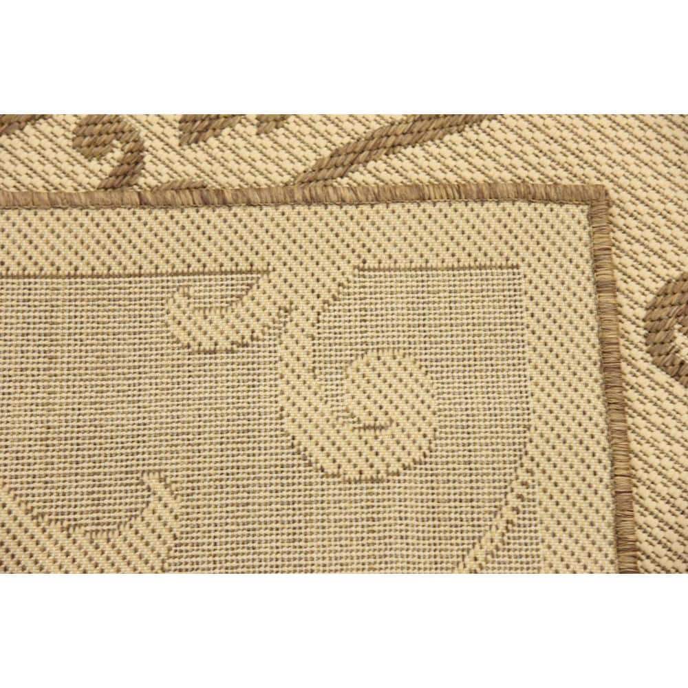Brown and Beige Rectangular Synthetic Outdoor Area Rug