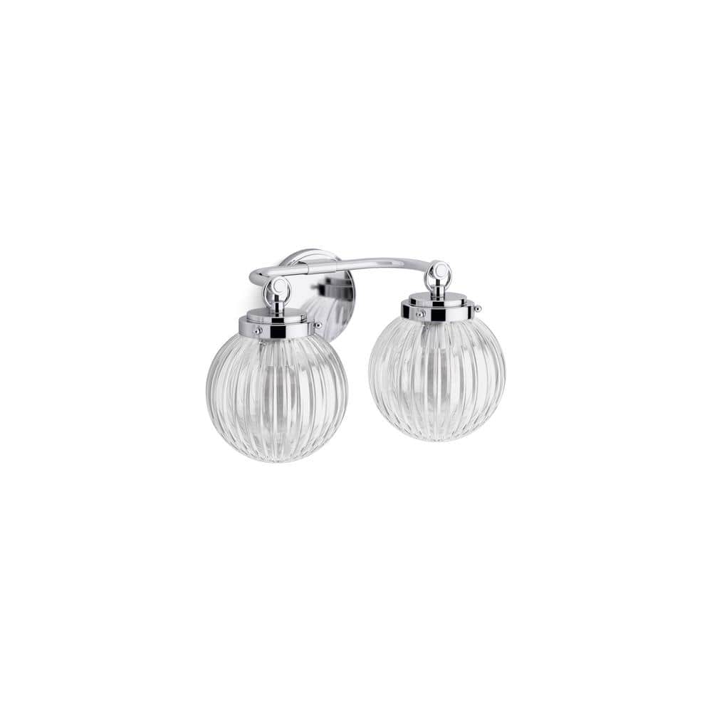 Polished Chrome Two-Light Sconce with Glass Spheres