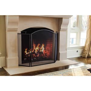 Classic Black Steel 3-Panel Fireplace Screen