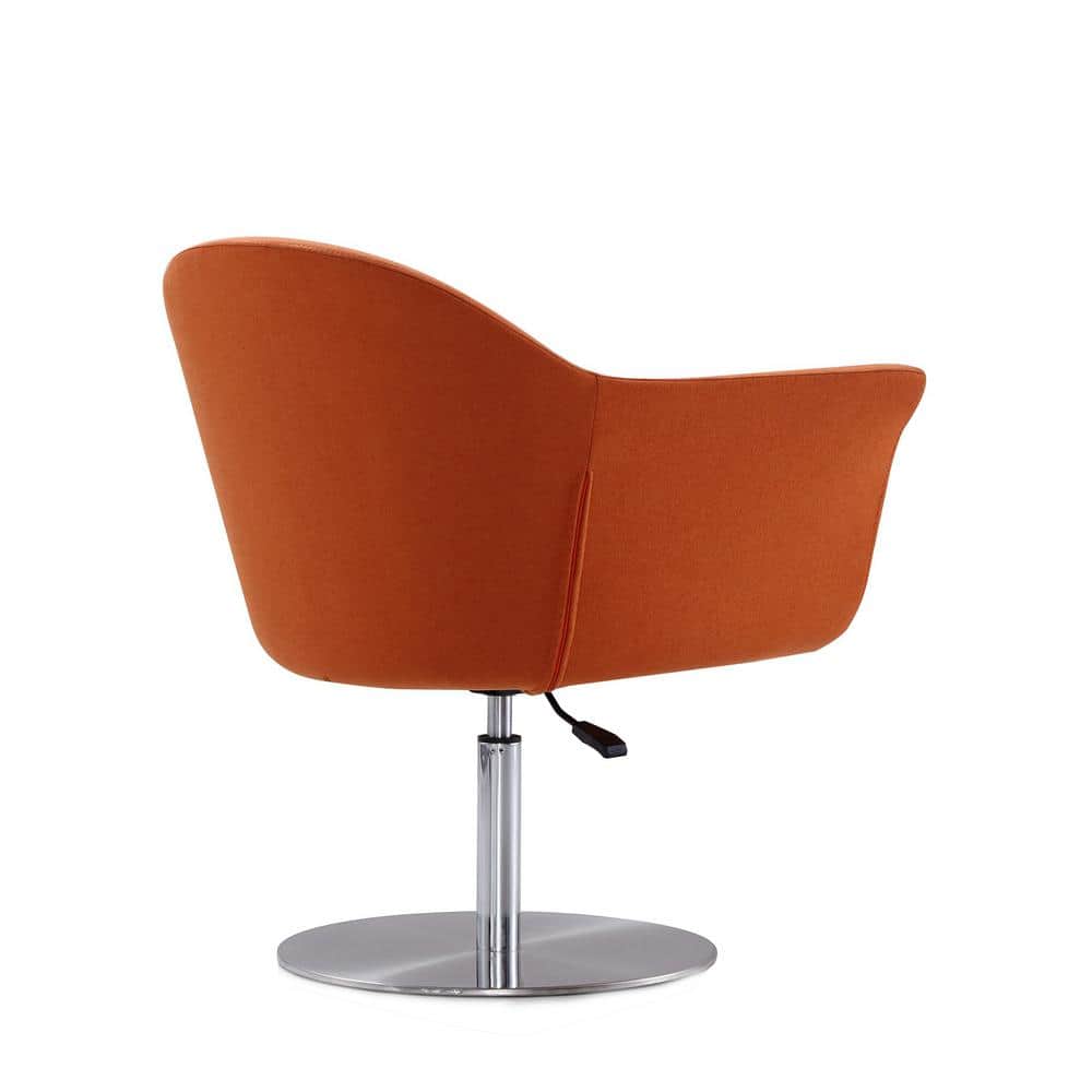 Mid-Century Modern Voyager Swivel Accent Chair in Orange and Metal