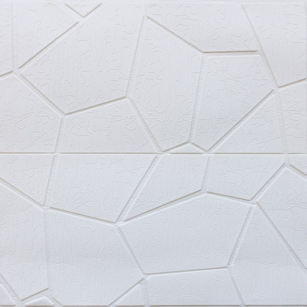Dundee Deco Falkirk Markinch 1/4 in. x 27.6 in. x 27.6 in. White PE Foam Peel and Stick 3D Decorative Wall Panel (5-Pack)