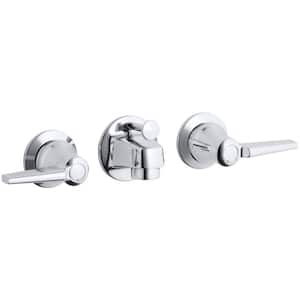 Triton Shelf-Back 2-Handle Wall Mount Commercial Bathroom Faucet with Pop-Up Drain and Lever Handles in Polished Chrome