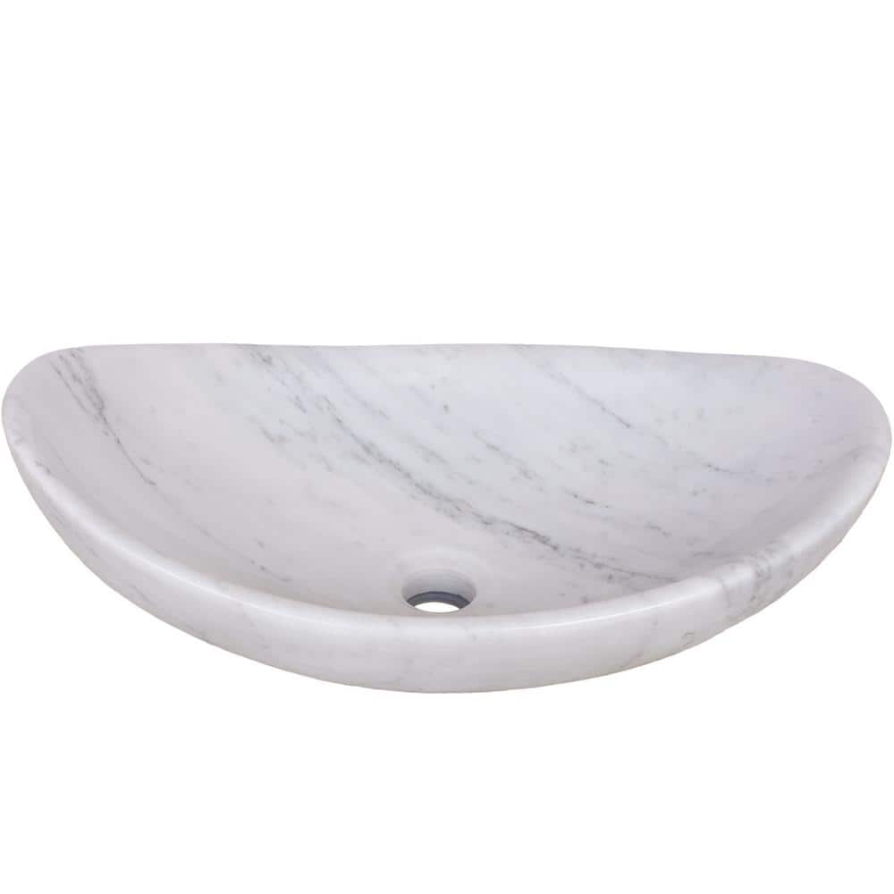 Carrara White Marble Oval Vessel Bathroom Sink