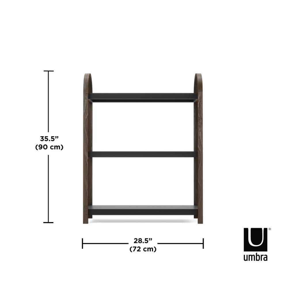 Bellwood Black/Walnut Wood Over-the-Toilet 3-Tier Bookshelf