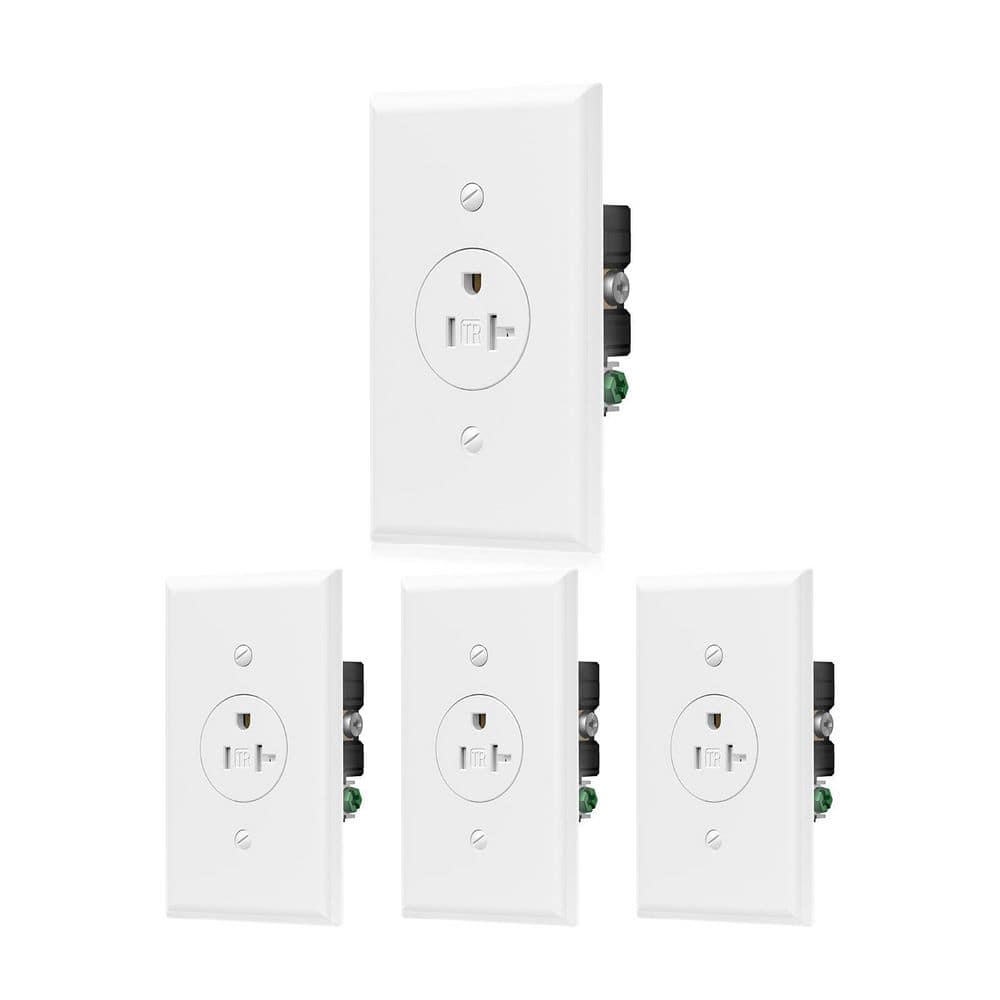 Tamper Resistant Single Receptacle 20A 125V 2P3W NEMA 5-20R Grounding Wall Socket Outlet White 4 Pack price history on PriceWatchPro