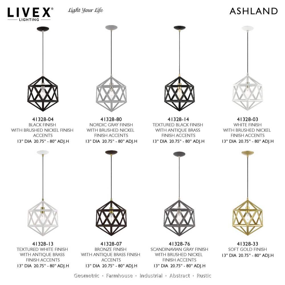 Black and Brushed Nickel Geometric Mini Pendant Light