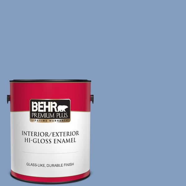 BEHR PREMIUM PLUS 1 gal. #M530-4 Washed Denim Hi-Gloss Enamel Interior/Exterior Paint